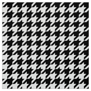 Stylish Houndstooth Black White Geometric Plaid Fabric