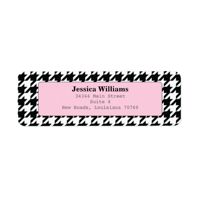 Stylish Houndstooth Return Address Label (Front)