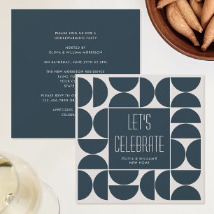 Stylish Housewarming Party Blue Black Invitation