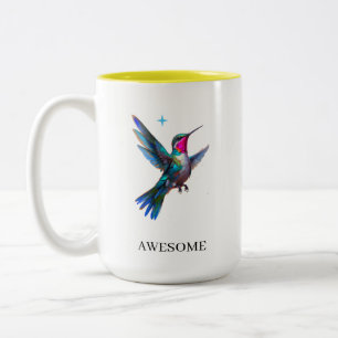 Stylish Hummingbird on White Two-Tone Coffee Mug