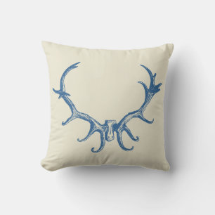 Stylish Hunting Rustic Deer Antler Retro Art Stag Cushion