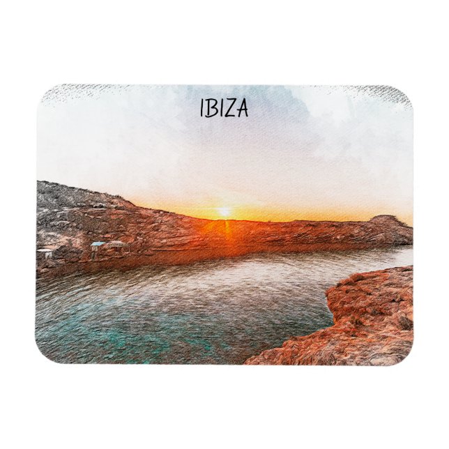 Stylish Ibiza Spain Sunset Magnet (Horizontal)