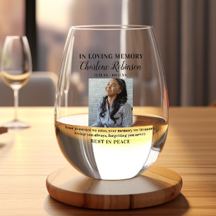 Stylish In Loving Memory   Photo Memorial Stemless Wine Glass