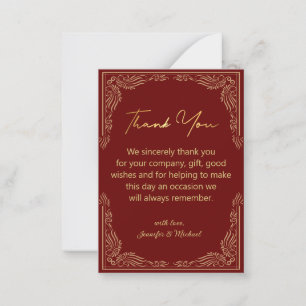 stylish indian gold red thank you wedding card