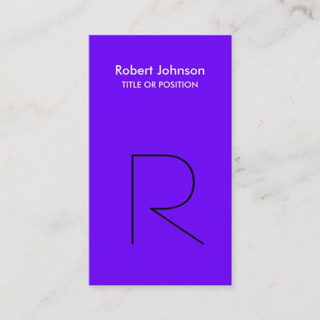 Stylish Indigo Colour Black Monogram Business Card (Front)