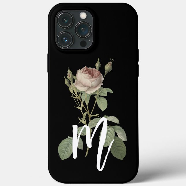Stylish initial Script Black colour with rose Case-Mate iPhone Case (Back)