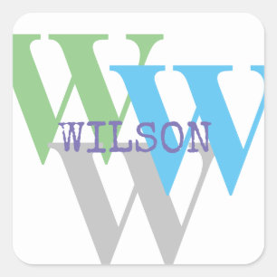 stylish INTIAL name monogram minimal Square Sticker