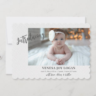 Stylish Introduction Photo Birth Announcement