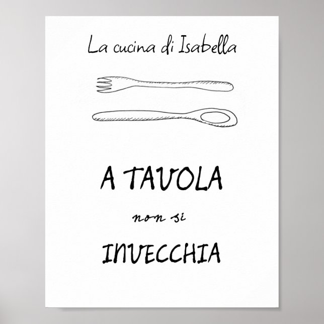Stylish italian kitchen art spoon fork quote  poster (Front)