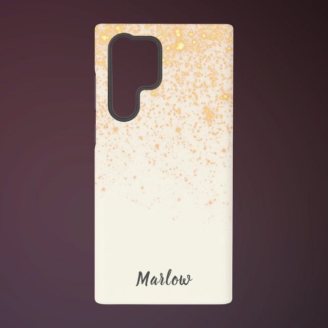 Stylish Ivory with Gold Glitter Samsung Galaxy S22 Ultra Case (Creator Uploaded)