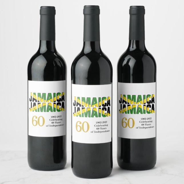 Stylish JAMAICA 60th Anniversary Independence Wine Label (Bottles)