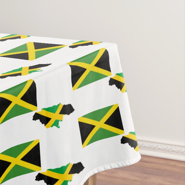 Stylish JAMAICAN MAP | Jamaica Flag Tablecloth (In Situ)