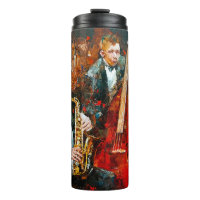 Stylish jazz band playing music on the scene, back