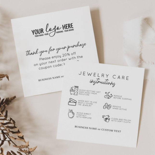 Stylish Jewellery Care Instructions Business Logo Enclosure Card (Creator Uploaded)