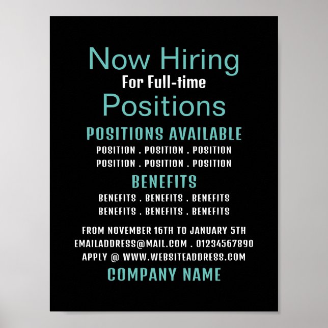 Stylish Job Vacancy Recruitment Advertising Poster (Front)