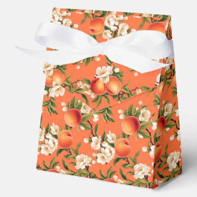 Stylish 'Just Peachy' Peach Fuzz Favour Box (Front)