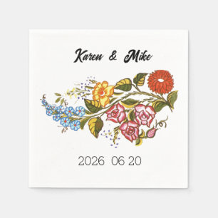 Stylish Kalocsai flowers - personalized wedding Napkin