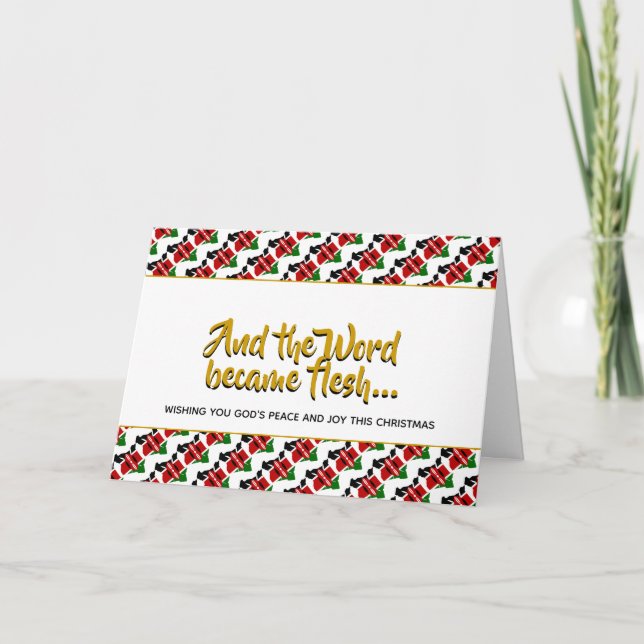 Stylish KENYA Word Became Flesh CHRISTMAS Holiday Card (Front)
