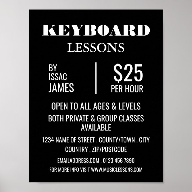Stylish Keyboard Lessons Advertising Poster (Front)