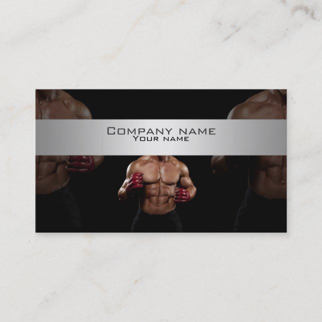 Stylish kick boxing, fighting business card (Front)