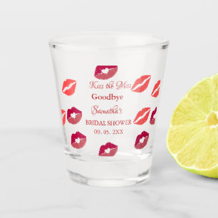 Stylish Kiss Miss Goodbye Red Lips Bridal Shower Shot Glass