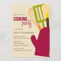 Stylish Kitchen Cooking Party Invitations