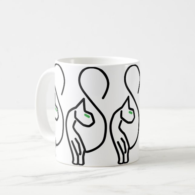 Stylish Kitty Cat Outline Coffee Mug (Front Left)
