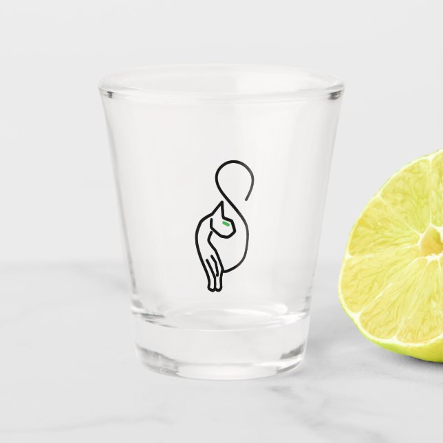 Stylish Kitty Cat Outline Shot Glass (Front)