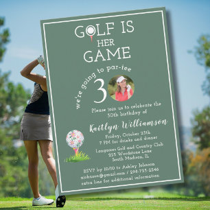 Stylish Lady's Golf Photo 30th Birthday Party Invitation
