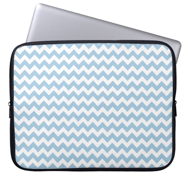 Stylish Laptop Sleeve, Blue and White Chevrons Laptop Sleeve (Front)