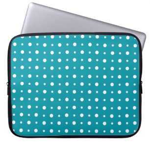 Stylish Laptop Sleeve, White Polka Dots, Teal Sleeve