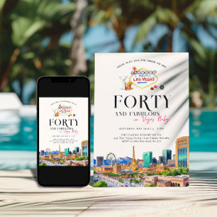 Stylish Las Vegas   40th Birthday Photo Invitation
