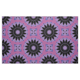 Stylish Lavender & Black Boho Geometric Pattern Fabric