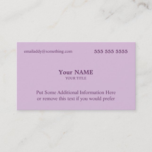 Stylish Lavender Business Card (Front)
