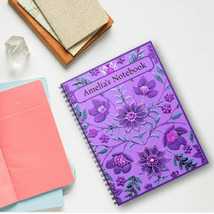 Stylish Lavender Floral Brocade Notebook