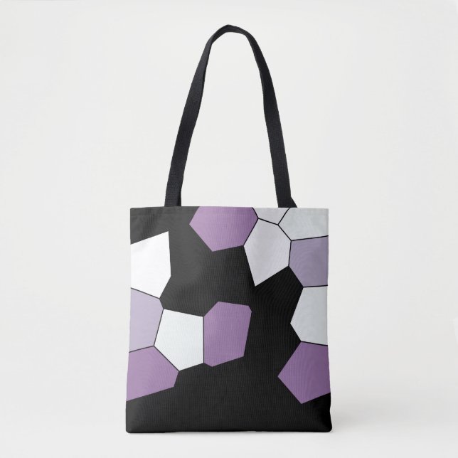 Stylish Lavender Purple Black White Pattern Tote Bag (Front)