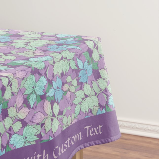 Stylish Lavender Teal Foliage Leaves Pattern  Tablecloth (In Situ)