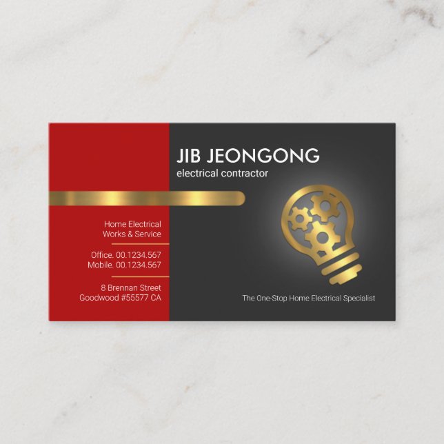 Stylish Layers Silver Bulb Sprocket Electric Business Card (Front)