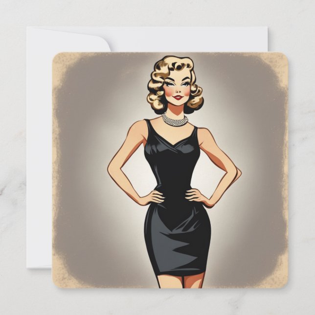 Stylish LBD Greetings: Versatile and Elegant Invitation (Front)