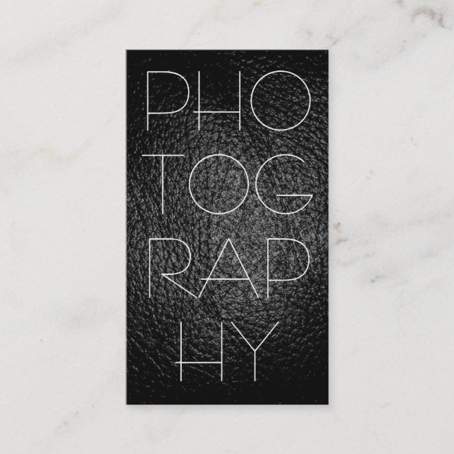 Stylish  Leather Grey Photography Business Card (Front)