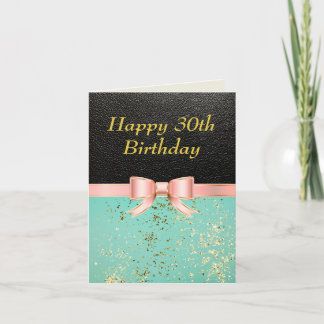 Stylish Leather look glitter Sparkly 30th Birthday Card