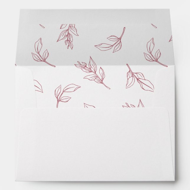Stylish Leaves Pattern Wedding Invitation Envelope (Back (Bottom))