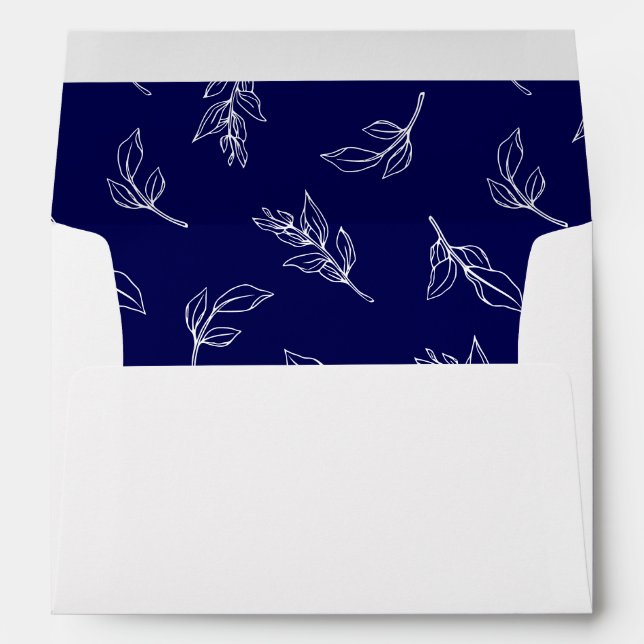 Stylish Leaves Pattern Wedding Invitation Envelope (Back (Bottom))