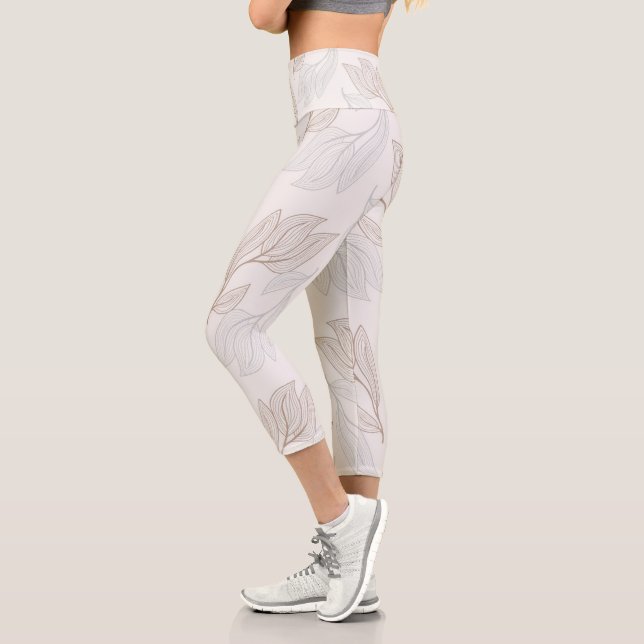 Stylish Leggings with Abstract Leaf Art Pattern (Left)