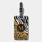 Stylish Leopard and Zebra Print Custom Monogram