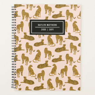 Stylish Leopard Animal Pattern Name Blush Planner