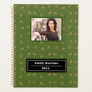 Stylish Leopard Animal Pattern Name, Green Planner