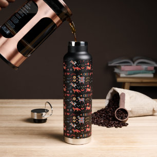 Stylish Leopard Animal Pattern Name Water Bottle