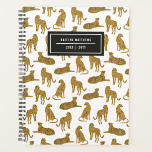 Stylish Leopard Animal Pattern Name   White Planne Planner