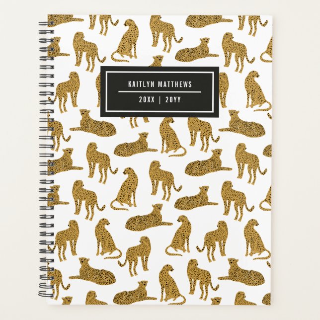 Stylish Leopard Animal Pattern Name | White Planne Planner (Front)